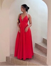 ZARA ZW COLLECTION Woman Red Open-Back Dress Size M Ref 2816/653 New