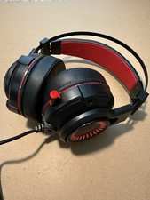 BLACKWEB 7.1 Surround Sound PC Gaming Headset Retractable Micro Red LED Side