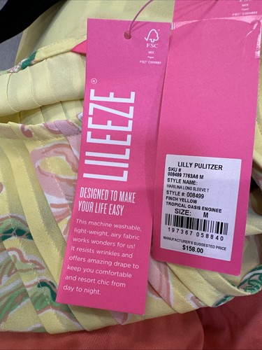 NWT LILLY PULITZER MARILINA TUNIC TOP SZ M FINCH YELLOW TROPICAL COTTAGE CORE - Picture 18 of 22