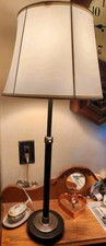 Stylish Height Adjustable Black Table Lamp w/ Brushed Chrome Accents and Shade