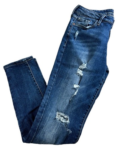 Pantalones de mezclilla Old Navy Rockstar tiro medio talla 4 regular desgastados ajustados elásticos rasgados - Imagen 4 de 7