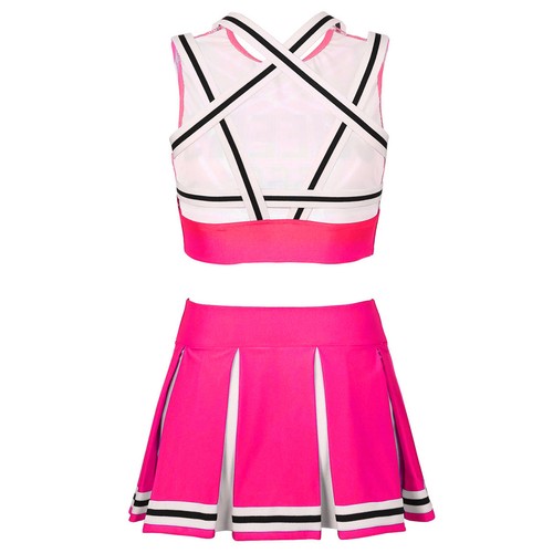 Women's Cheer Leader Fancy Dress Outfit School Girl Uniform Role Play Costume - Picture 44 of 57