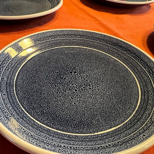 Set of 4 - Heath Ceramics Coupe Line BLUE STRIPED Bread Plates - 1990s vintage - Picture 4 of 8