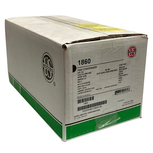 Motor ventilador condensador exterior US Motors 1860 1/4HP 1075 rpm, 6 polos, 1 eje, TEA - Imagen 5 de 6