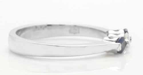 0.40 Carat Natural Blue Sapphire DIAMONDS in 14K Solid White Gold Woman Ring - Picture 6 of 8