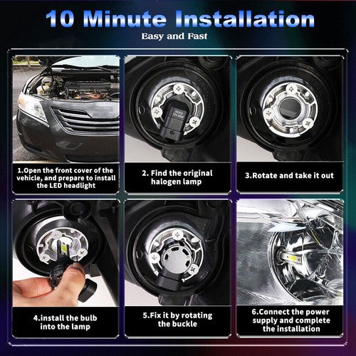 6000K LED Headlight Bulbs High&Low Lights For Honda Civic Sedan 4-Door 2004-2015 - Picture 14 of 14