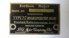 Fordson E27N Major serial number brass plate