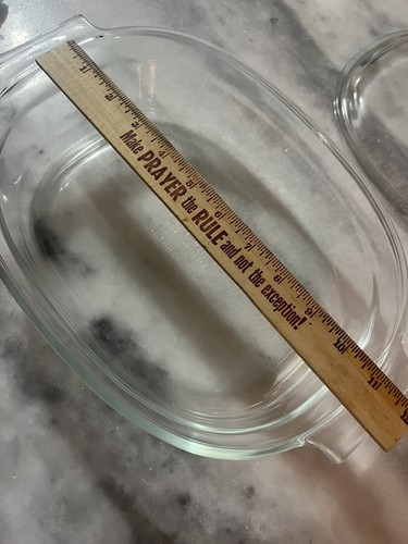VTG Pyrex Oval Clear Glass Roaster Deep Baking Dish 2 Qt  #702 Corning w/ Lid - Picture 5 of 9