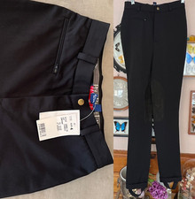 NWT Vtg Ralph Lauren Polo Sport Riding equestrian Pants w/ Suede Sz 4 2 black