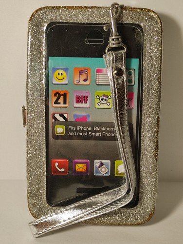Étui/Portefeuille pour SmartPhone (Motif Paillette) Neuf avec défault mineur
