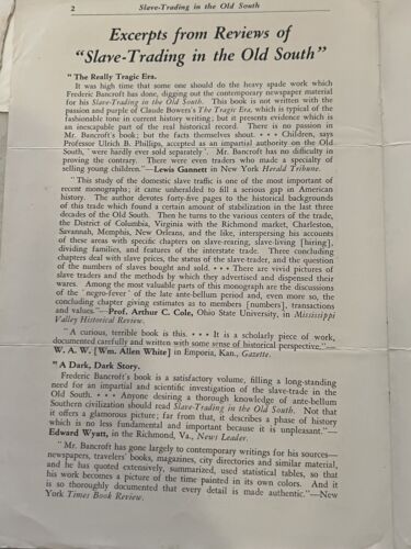 Rare Slave Trading In The Old South Frederic Bancroft Signed & Personal Items - Picture 18 of 24