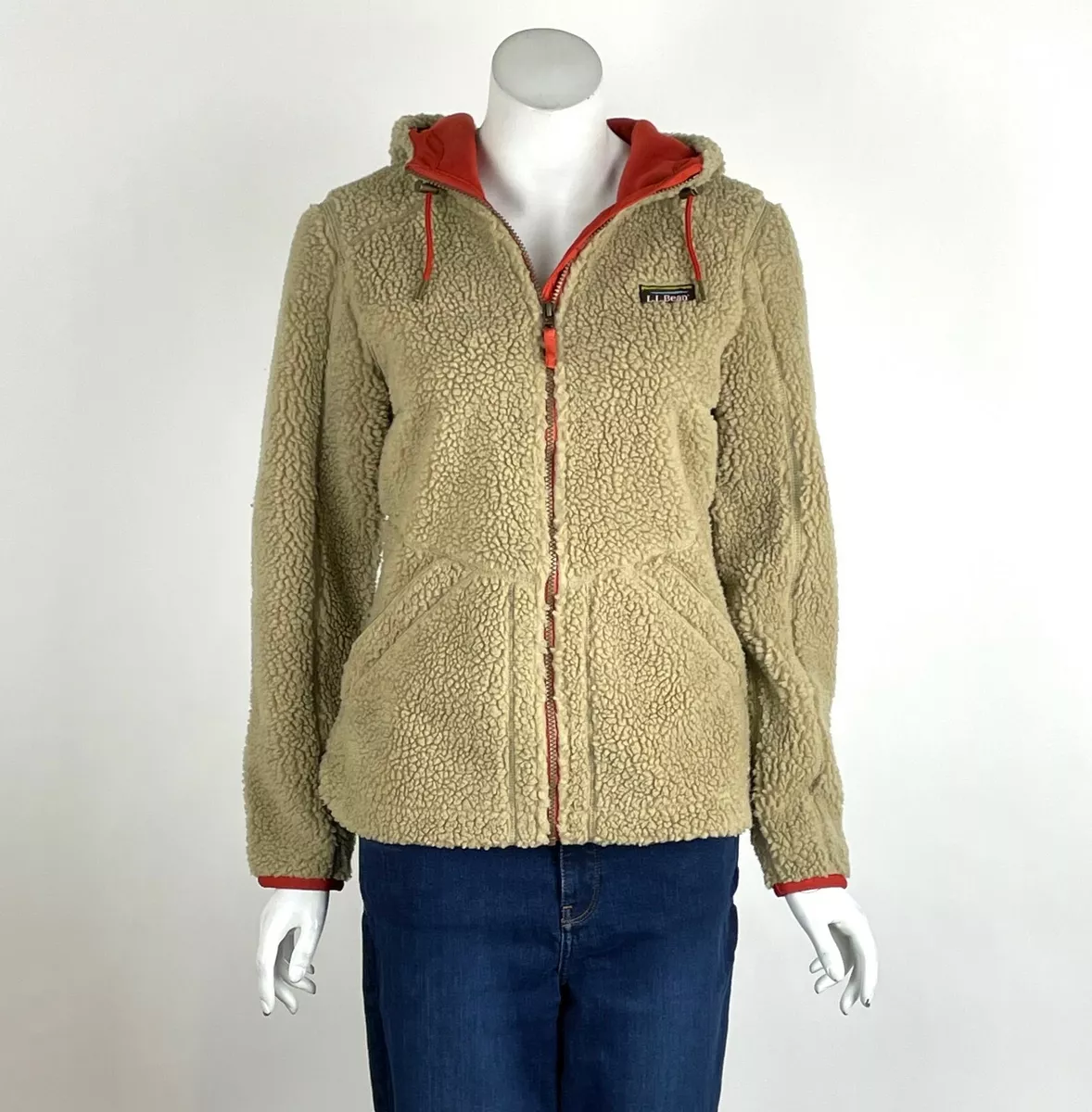 L.L. Bean Women's Mountain Pile Sherpa Fleece Hoodie Jacket Coat