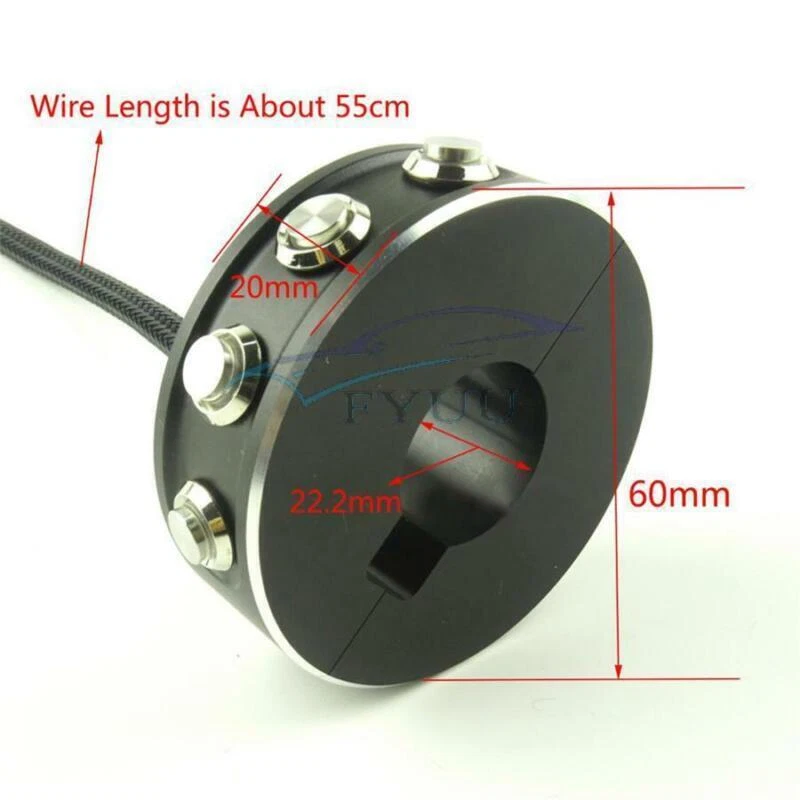 Interruptor de botón de control de manillar multifunción de aluminio CNC negro de 7/8" para motocicleta Foto 4 de 4