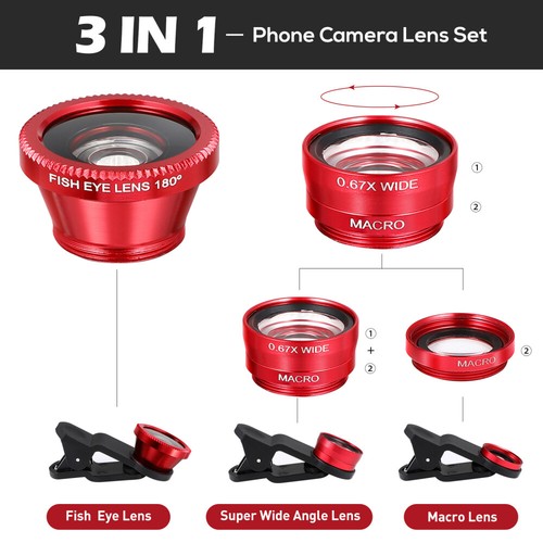 Handy-Objektiv-Set 3 in 1 Telefonkameraobjektiv Universelle Clip -Linse - 第 3/12 張圖片