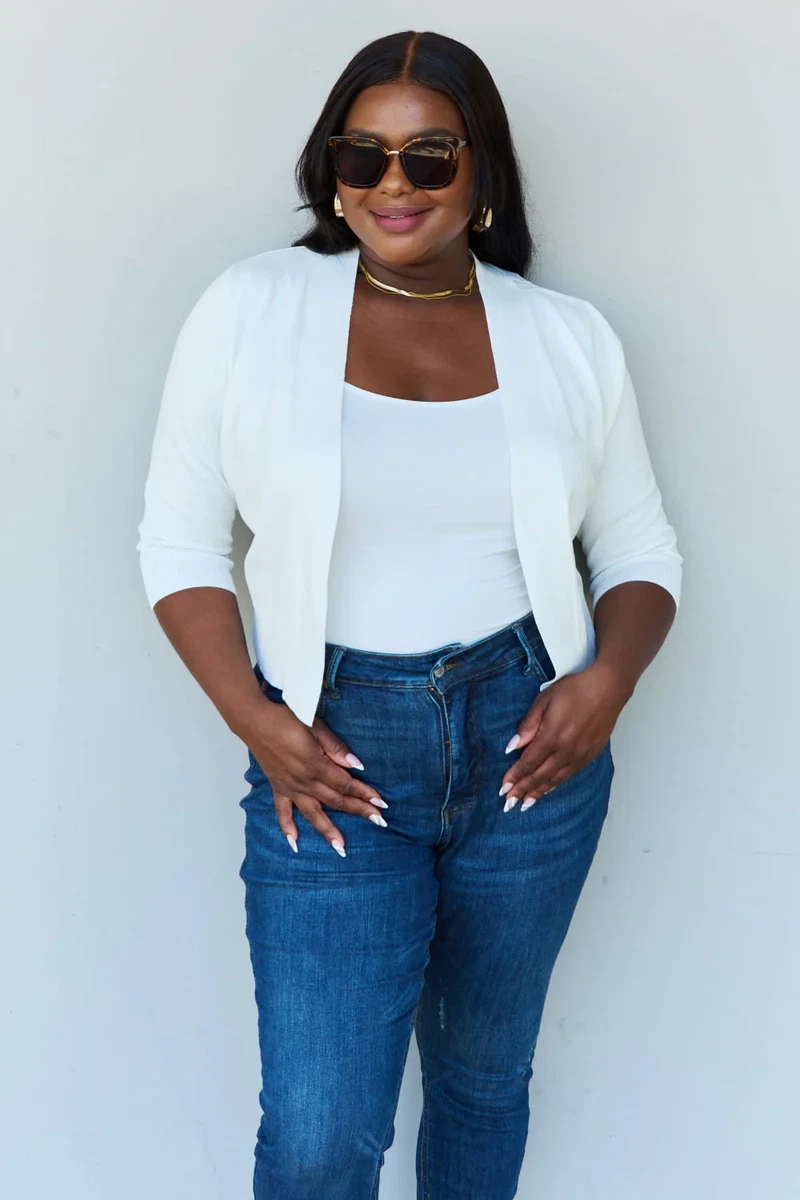 Three quarter sleeve cropped best sale cardigans