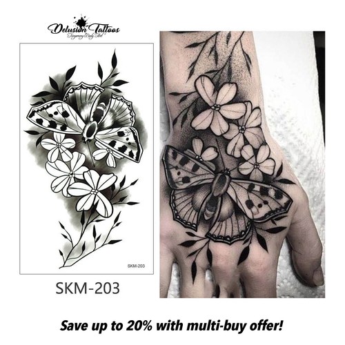 Temporary Tattoo for Men Women Kids Halloween Skull Letter Mandala Rose for Hand - Picture 15 of 34