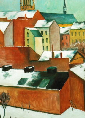 Kunstkarte August Macke ''Bonner Marienkirche im Schnee''