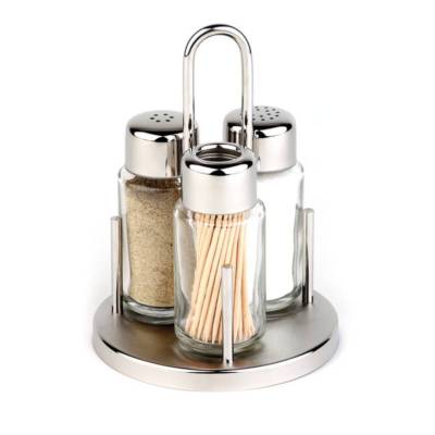Service à Condiments Sambonet Inox - Salière, Poivrière, Huilier, Vinaigrier - Neuf