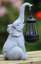 Garden Ornament Elephant Solar Light Ornament Decor  Home Lantern Stone Effect