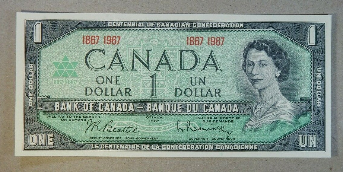 1967 BANK OF CANADA QEII $1 **Beattie & Rasminsky** (( GEM