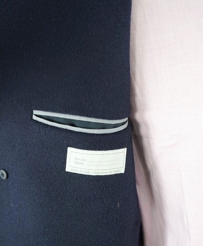 $2,000 ELEVENTY - Navy/Gold CASHMERE/Wool Pilot/Aviator Overcoat - 40R (50 EU) - Picture 15 of 16