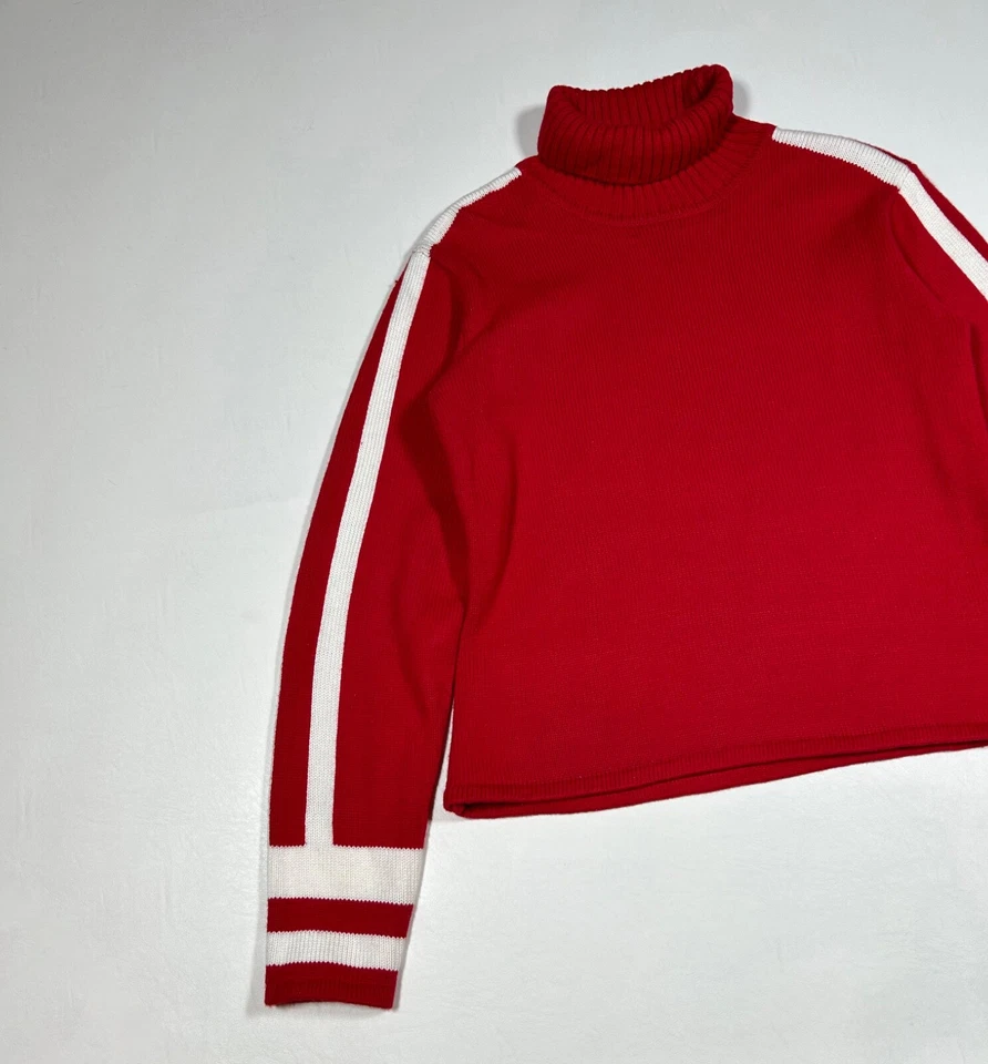 Suéter Spyder mezcla de lana cuello alto rojo y blanco se adapta a mujer talla mediana Foto 4 de 4