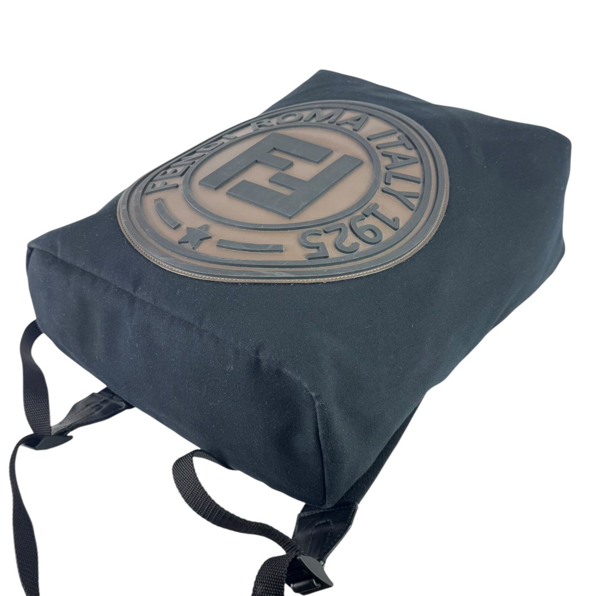 FENDI Roma Black Canvas 1925 Stamp Backpack Made in Italy Unisex