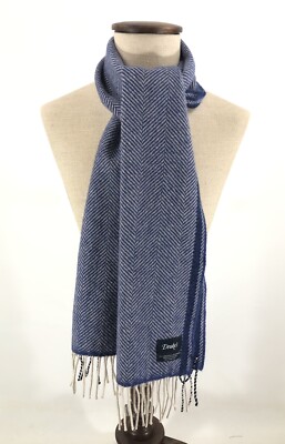 Drakes London Schal Ähre Wolle/Angora Kobalt/Kordelzug