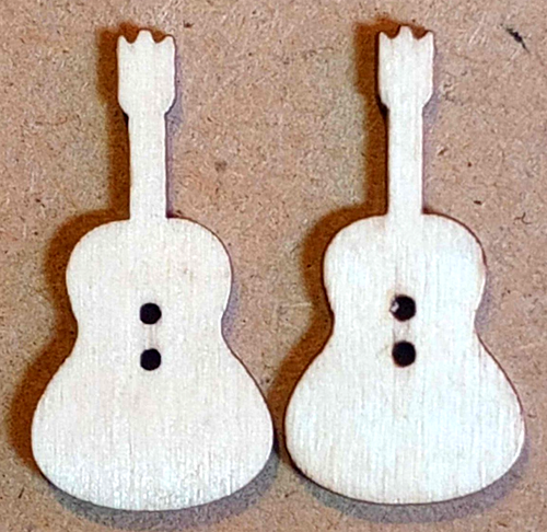 2 Mixed Pair Guitar Crafting Buttons Sewing Wood 1 3/8 inch - Picture 2 of 2