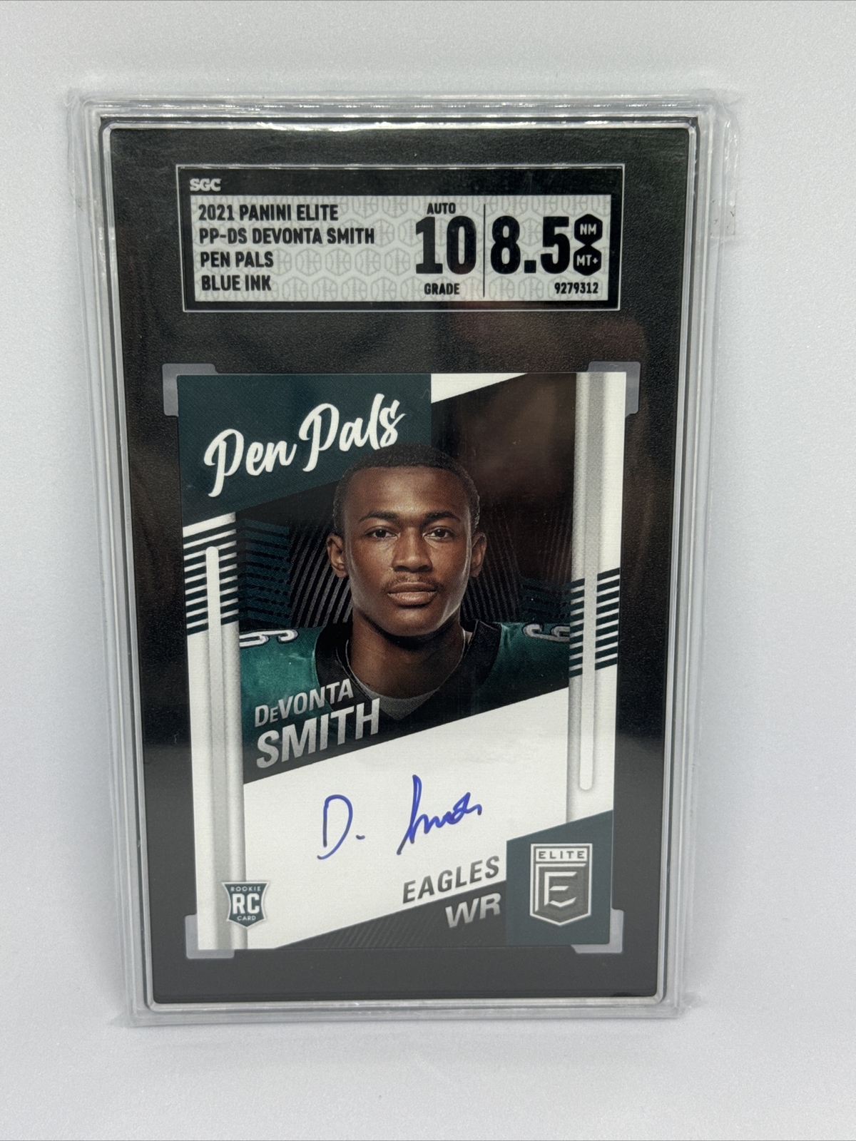 DeVonta Smith Panini Donruss Elite Pen Pals #PPDS Blue Ink