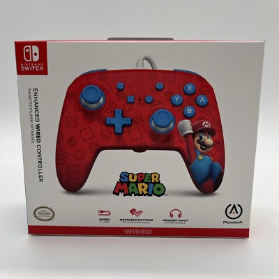 Nintendo Switch Controller Super Mario PowerA Wired + Headset Input (NEU & OVP!)