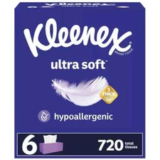 120 Count (Pack of 6), 3-Ply,Kleenex Expressions Ultra Soft Facial Tissues