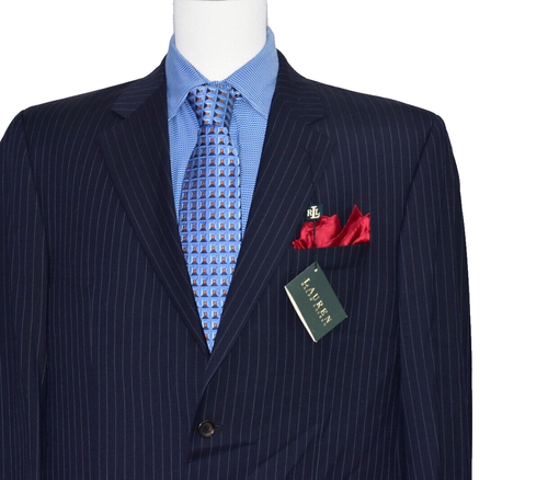 NWT Lauren Ralph Lauren Striped Mens 2pc Charcoal Suit Jacket Size 44-R Pant 38 - Picture 4 of 12
