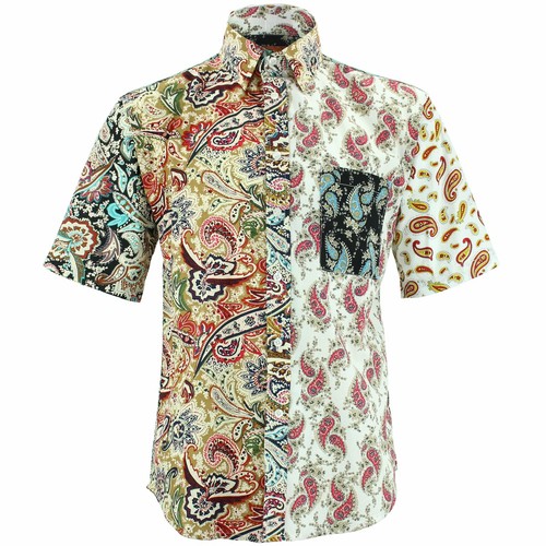 Camisa de Calce Regular Mangas Cortas Fuerte Originales Aleatorio Mixta Cachemira Para Hombre - Imagen 3 de 6