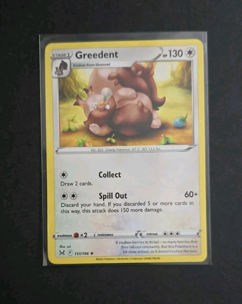 Greedent 151/196 Rare Lost Origin Pokemon Card - NM Near Mint | eBay