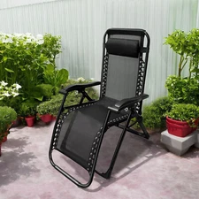 Space-Saving Folding Zero Gravity Chair - Adjustable 170° Recline for Outdoors