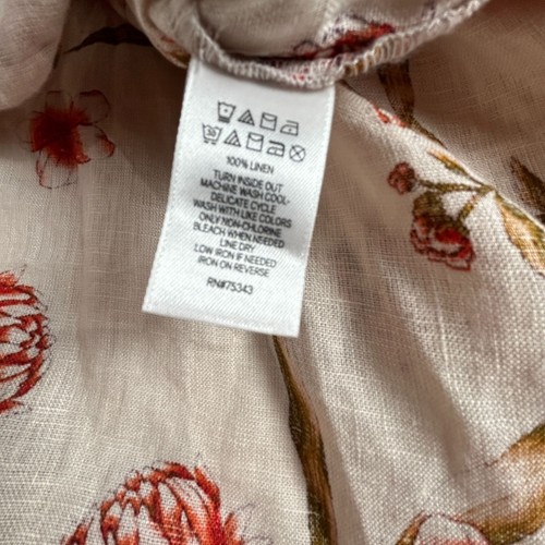 Tahari Linen Floral Collared Top Blouse Womens Plus Size 3X Casual Bohemian New - Picture 5 of 8