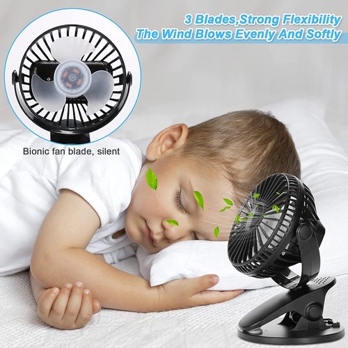 360° Mini USB Ventilator Akku Clip Fan Tischventilator 2000mah Tisch Lüfter - Bild 6 von 14