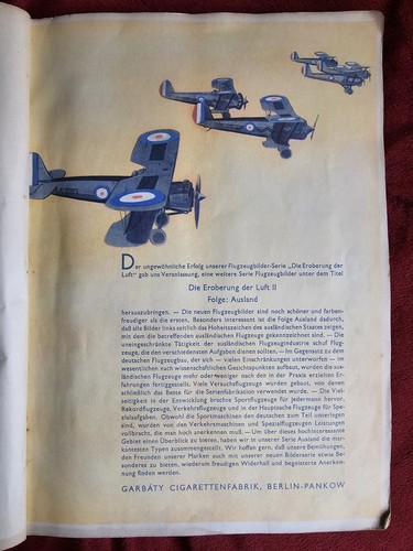 Vtg CIGARETTE CARD ALBUM/ BOOK In German Complete 216 Cards World Aircraft 1932 - Picture 4 of 17