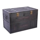 Vintiquewise Storage Trunk Antique Style Large Dark Wooden Lockable Side Latch