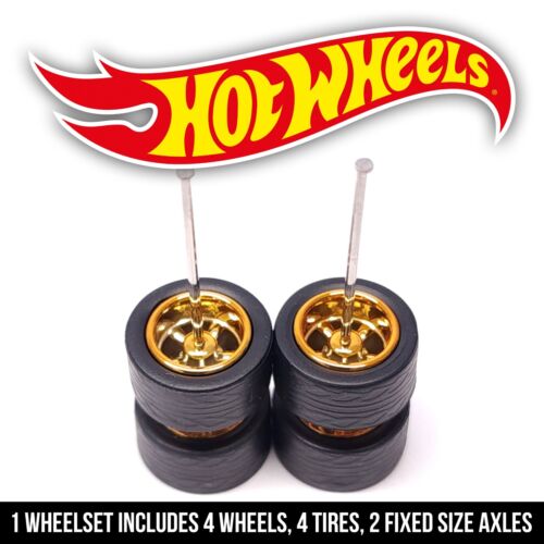 1/64 Scale 5 SPOKE MUSCLE v4 Real Rider Wheels Rims Tires Set for Hot - Picture 9 of 13