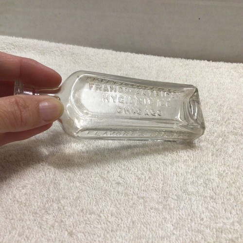 Botella de vidrio antigua Franco American Hygienic Co Chicago accesorios de inodoro 6" - Imagen 2 de 10