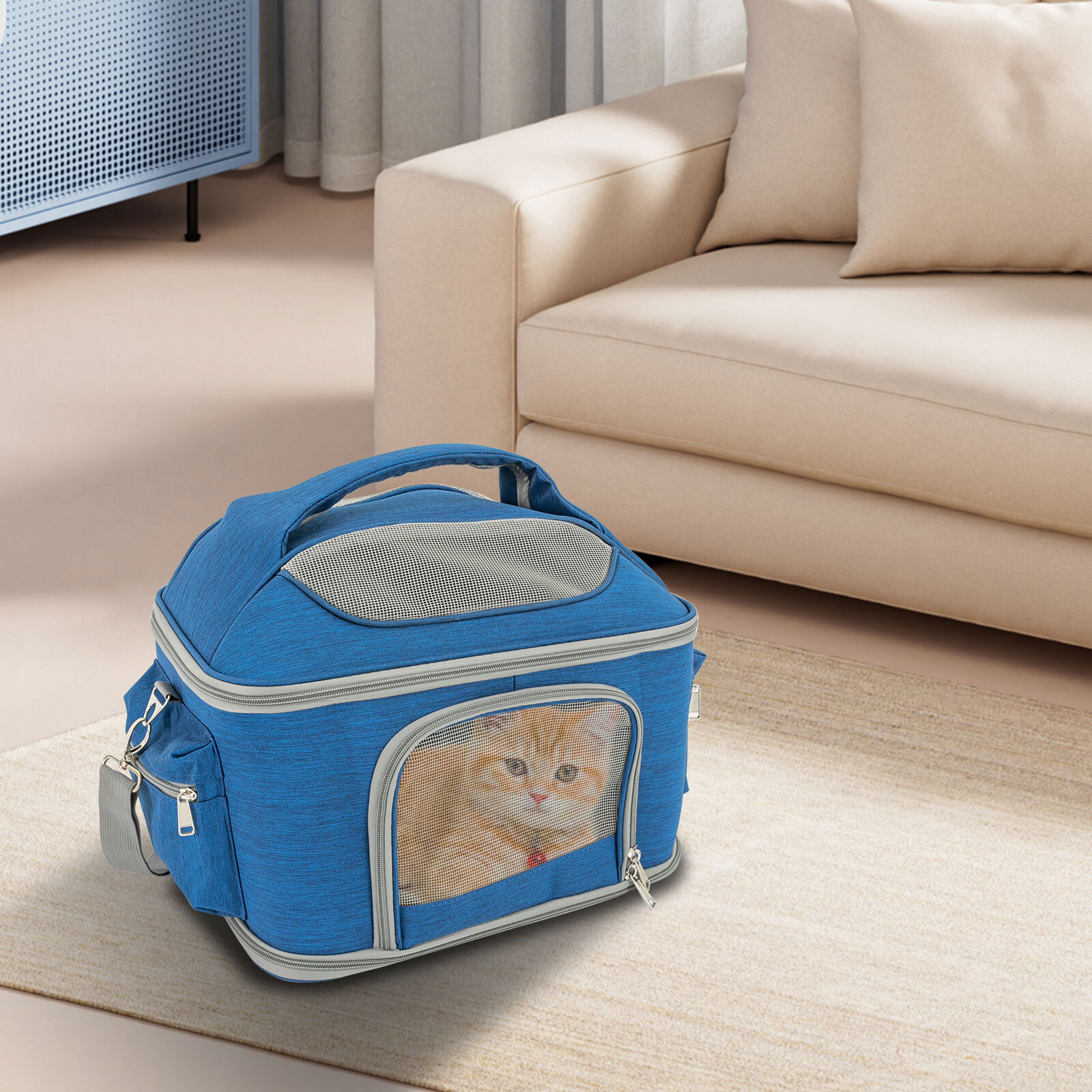 Collapsible Waterproof 600D Oxford Pet Travel Carrier Bag