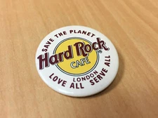 Vintage Hard Rock Cafe London Pinback Button Badge Pin 1.5" Love All Serve All