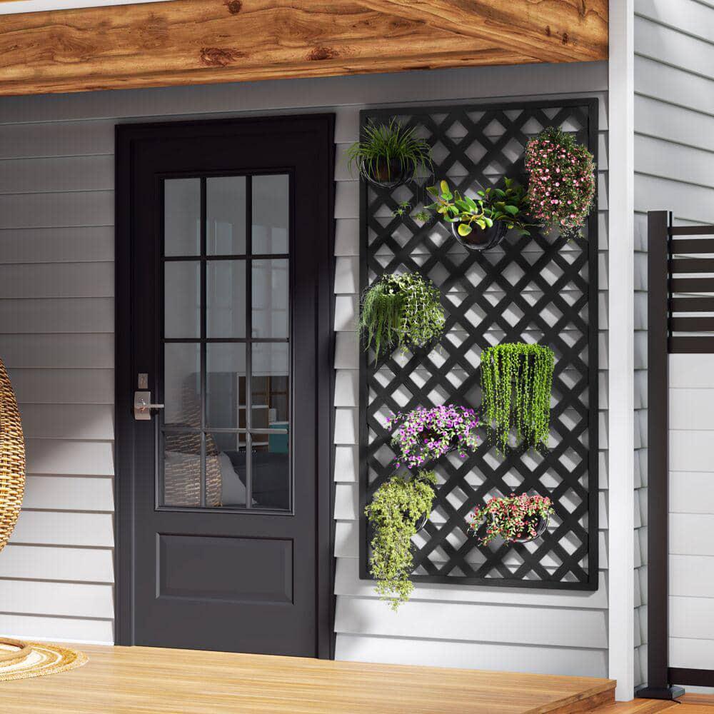 Veranda Garden Vinyl Lattice 4 ft x 8 ft Black Resists