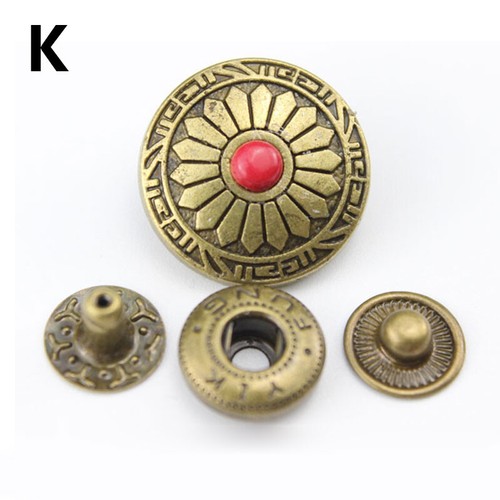 Vintage DIY Snap Fastener Metal Buttons for Jeans Replacement Press Button Studs - Picture 13 of 39