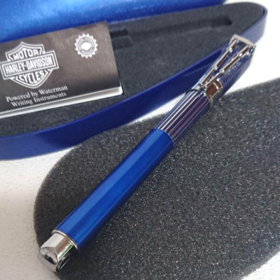 Harley Davidson WATERMAN Blue/Chrome stripe Fountain pen wz
