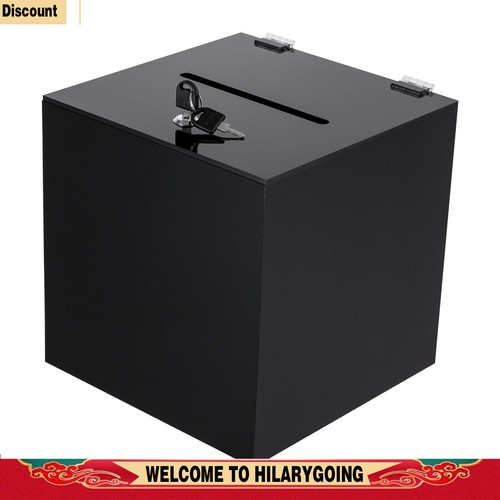 Acrylic Square Donation Box Money Storage Container Suggestion Box With Lock - Picture 7 of 26