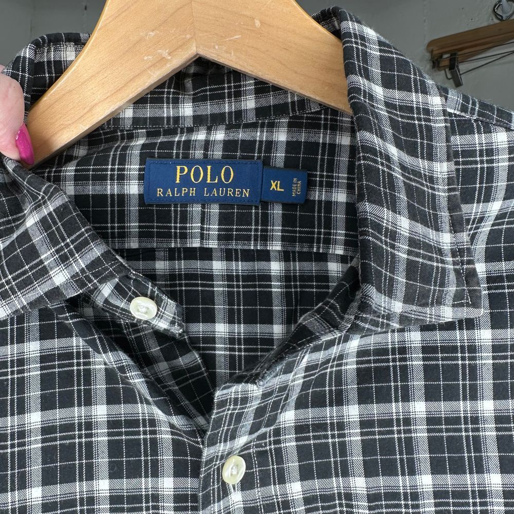 Polo Ralph Lauren Black Plaid Flannel Button Down Long Sleeve Shirt Preppy thumbnail 4