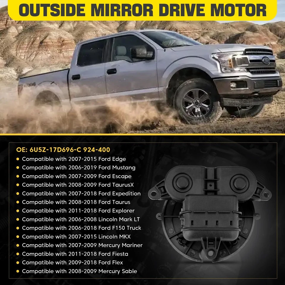 Motor de controle de espelho elétrico visão lateral 6U5Z17D696C para Ford Lincoln Mercury - Imagem 2 de 4